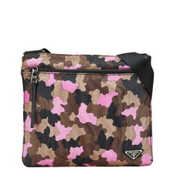 Prada Camouflage Triangle Plate Shoulder Bag Khaki Multicolor - Picture 1 of 11